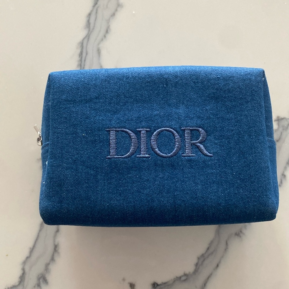 Authentic DIOR denim cosmetics makeup bag pouch